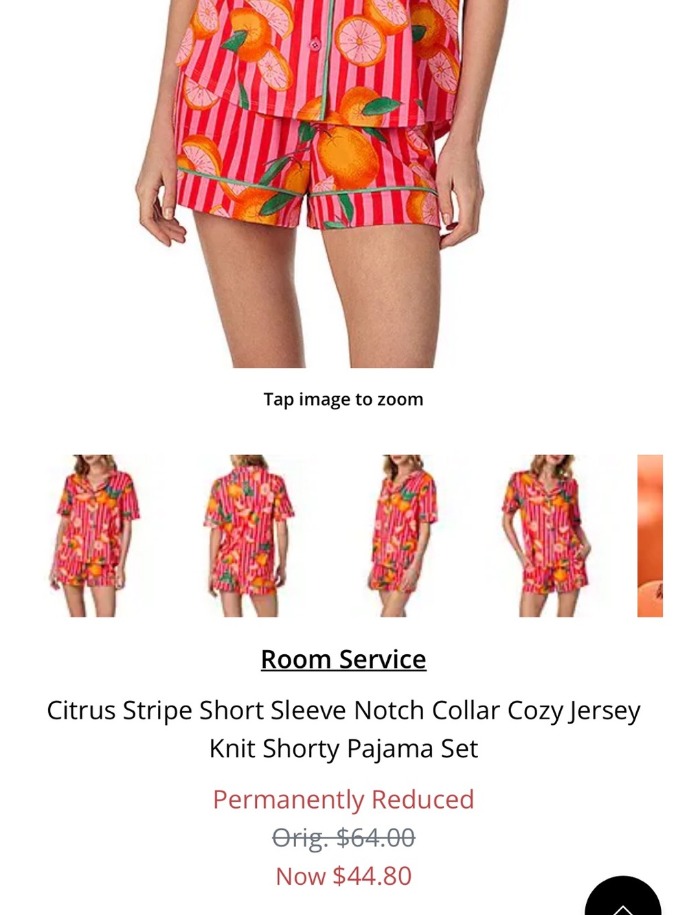 WOMEN’S Pink Citrus-Print Short Sleeve Button Front Top - Picture 9 of 10